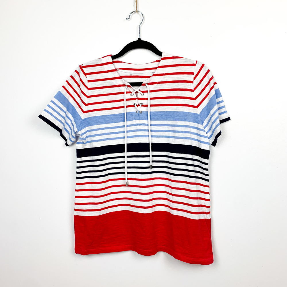 Alison Daley Short Sleeve Red White & Blue Short Sleeve Tee